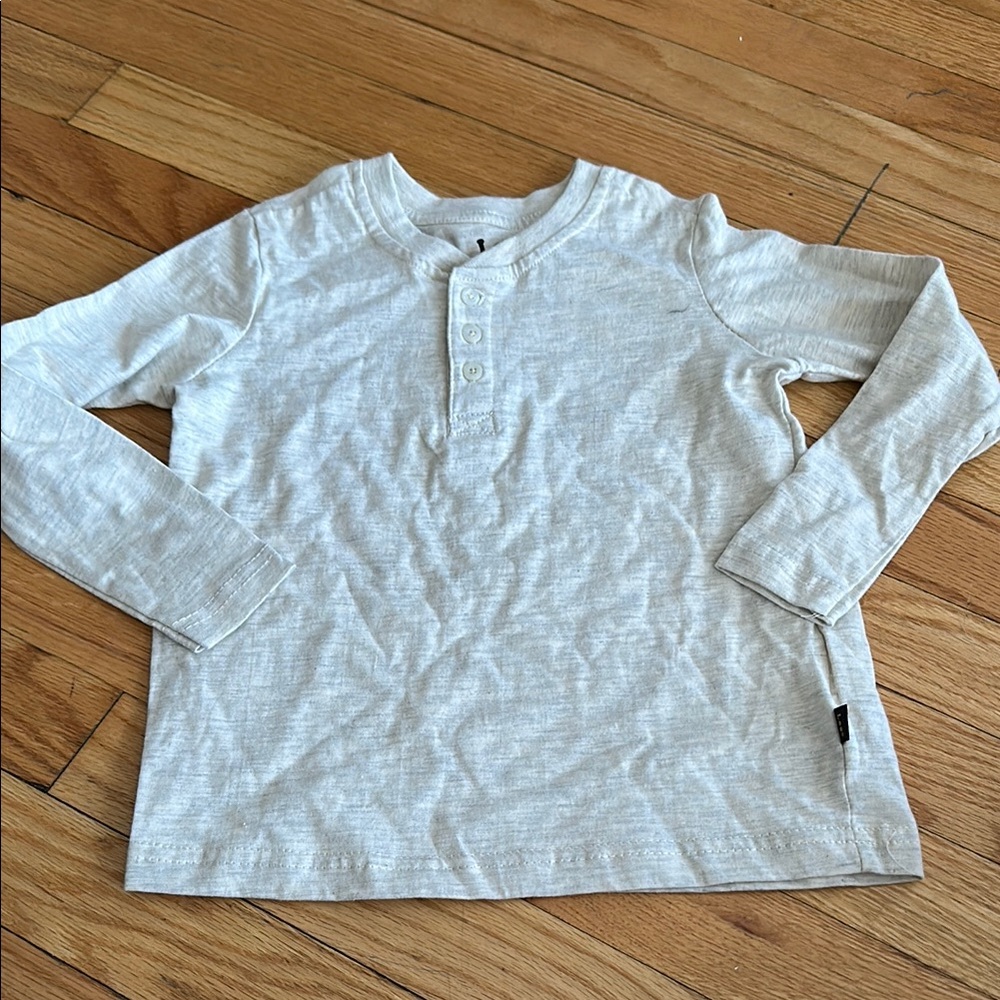 Kids Cream Long Sleeve Henley Shirt